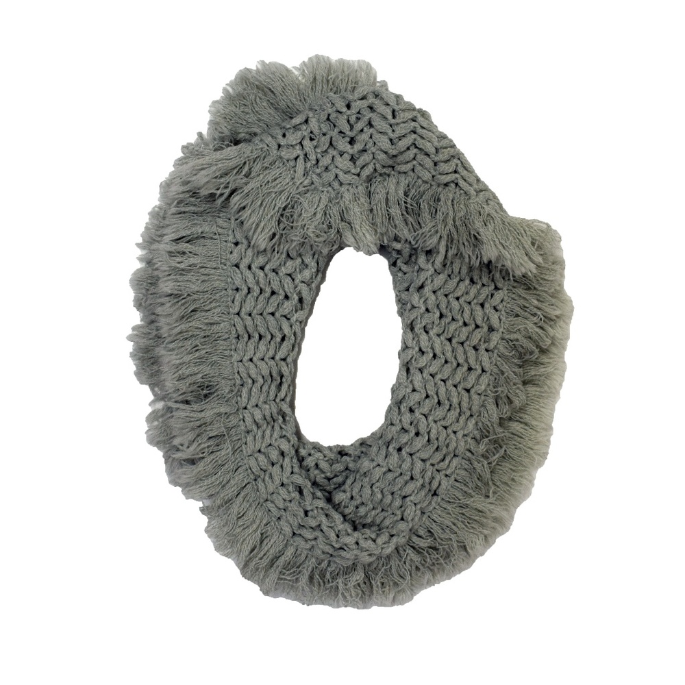 American Eagle Gray Tasseled Infinity Scarf